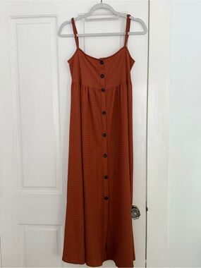 Rust Button-Front Spaghetti Strap Maxi Dress - Sanctuary
